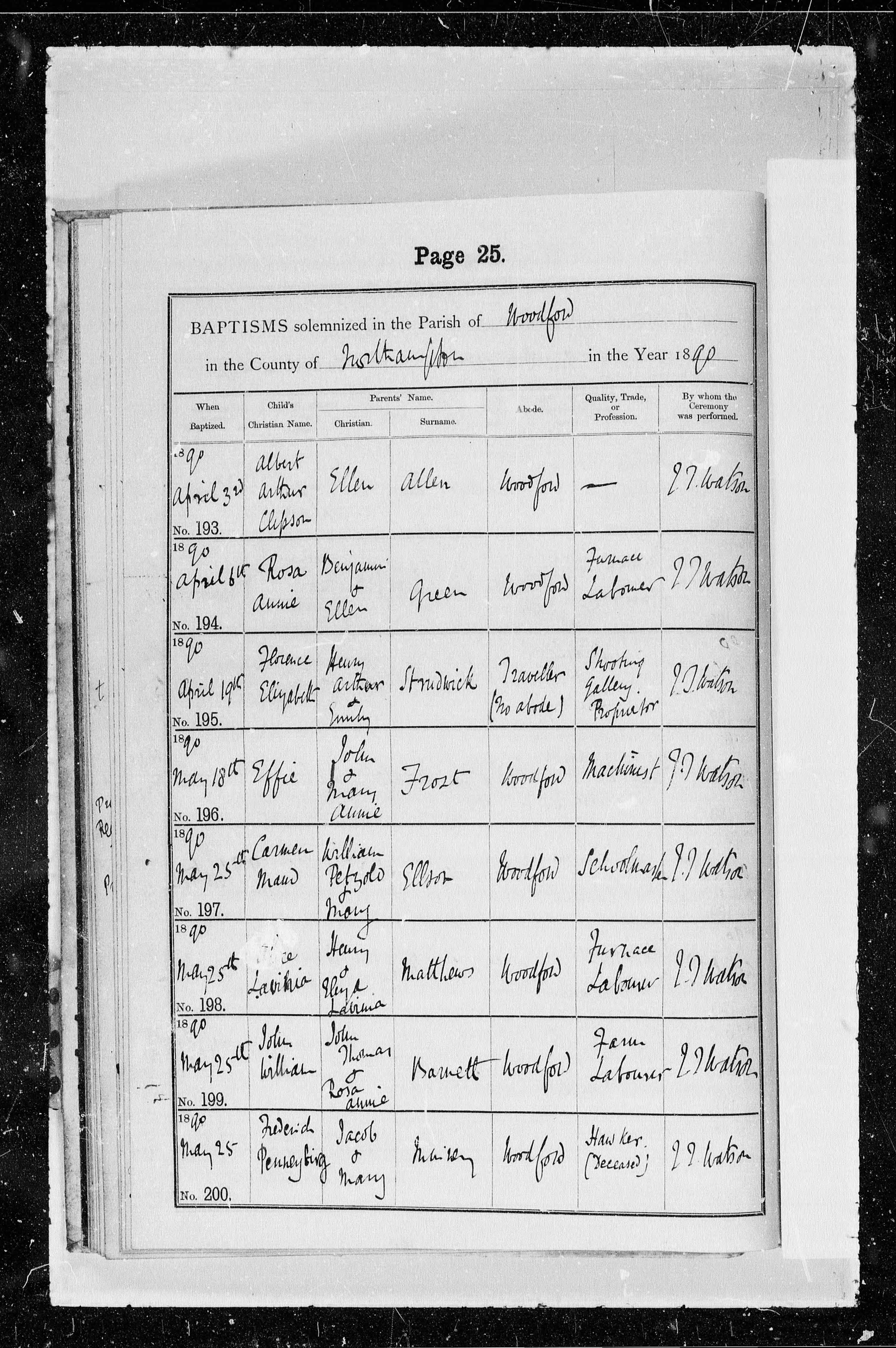 Northamptonshire, England, Baptisms, 1813-1912